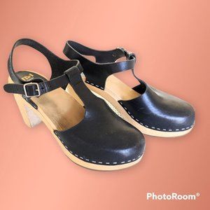 Swedish Hasbeens T-Strap Clogs